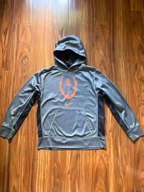 Nike Kids Orange Logo Football Gray Hoodie Long Sleeve S